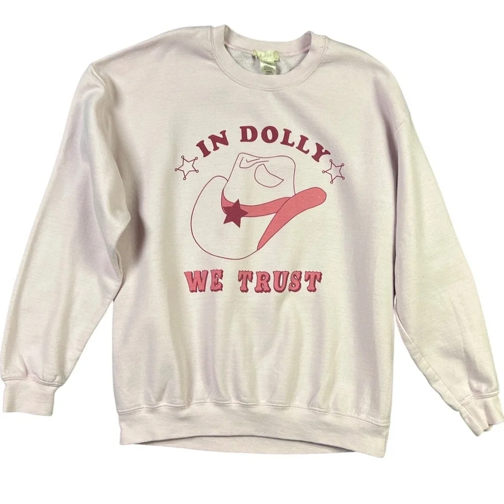 Altar'd State Sweatshirt S/M Pink In Dolly We Trust Western Graphic Pullover
